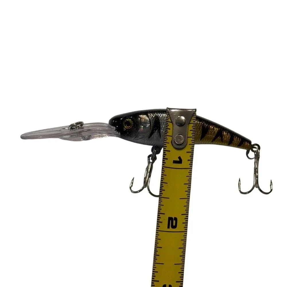 Deep Diving Crankbait Fishing Lure Silver Gold Perch Pattern 4 Inch